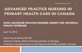D. Bryant-Lukosius, 2015 ADVANCED PRACTICE NURSING IN PRIMARY HEALTH … ·  · 2015-05-14ADVANCED PRACTICE NURSING IN PRIMARY HEALTH CARE IN CANADA ... " NPs are regulated roles
