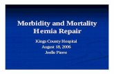 Morbidity and Mortality Hernia Repair · Goal of the inguinal hernia repair restore the abdominal wall without recurrence With the least amount of operative and postoperative discomfort