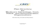 Plan Directory for Medicare Advantage, Cost, PACE, and ... · Plan Directory for Medicare Advantage, Cost, PACE, and Demonstration Organizations Sorted by Contract Number CPC/MDBG/DPD