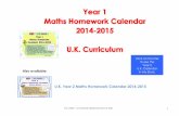 U.K. Year 2 Maths Homework Calendar 2014-2015 1... · U.K. Year 2 Maths Homework Calendar 2014-2015 . Year 1 Maths – U.K. Homework Calendar 2014-2015 © B. Beale 2 September 2014