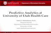 Predictive Analytics in University of Utah Health Caremedicine.utah.edu/dbmi/documents/seminar-slides/2015-02-26...P-value risk factor analysis Predictive analytics at University of