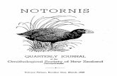 QUARTERLY JOURNAL New - Welcome | Notornis and ... JOURNAL of the Ornithological Society of New Zealand fZncorpatcrtedJ - Volume Fifteen, Number One, March, 1968 A BIOLOGY OF BIRDS
