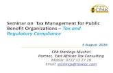 Seminar on Tax Management for Public Benefit Organizations Tax and Regulatory Compliance€¦ ·  · 2016-08-08Seminar on Tax Management for Public Benefit Organizations ... made