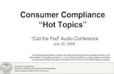 Consumer Compliance “Hot Topics” - Federal Reserve Bank of San Francisco …€¦ ·  · 2013-05-26Federal Reserve Bank of San Francisco Consumer Compliance ... New early truth