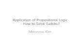 Application of Propositional Logic - How to Solve Sudoku? …swtv.kaist.ac.kr/courses/CS402-2013/simple-sudoku.pdf ·  · 2013-04-04• Knowlede about Sudoku . A number appears once