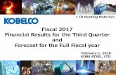 Fiscal 2017 Financial Results for the Third Quarter and ... · －CONTENTS － 2 1．Financial Results for the Third Quarter of Fiscal 2017 2．Forecast for Fiscal 2017 3．Financial