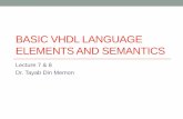 BASIC VHDL LANGUAGE ELEMENTS AND SEMANTICSimtiazhussainkalwar.weebly.com/.../1/8/2/11827483/lecture_7__8_vhdl... · BASIC VHDL LANGUAGE ELEMENTS AND SEMANTICS ... • Record Types
