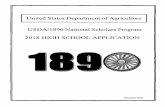 United States Department of Agriculture USDA/1890 … 1890...United States Department of Agriculture USDA/1890 National Scholars Program 2018 HIGH SCHOOL APPLICATION November 2015