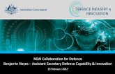 NSW Collaboration for Defence Benjamin Hayes … Hayes – Assistant Secretary Defence Capability & Innovation 15 February 2017 Developing the industry we need to achieve our strategic