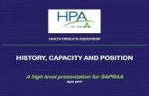 HISTORY, CAPACITY AND POSITION - SAPRAA Presentation _ Way… · HISTORY, CAPACITY AND POSITION A high level presentation for SAPRAA April 2017. ... • The MBR 20.8 is as it always