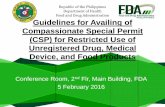 Republic of the Philippines Department of Health Food and ... for... · Republic of the Philippines Department of Health Food and Drug Administration Guidelines for Availing of Compassionate