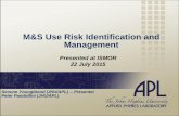 M&S Use Risk Identification and Management - ISMOR · M&S Use Risk Identification and Management ... MURM Mathematical Basis ... key technical or managerial decision;