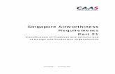 Singapore Airworthiness Requirements Part 21(Amd7) · SAR 21 Amendment 7 i 16 January 2018 SINGAPORE AIRWORTHINESS REQUIREMENTS PART 21 CONTENTS SECTION 1 REQUIREMENTS SUBSECTION