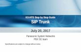 KX-HTS Step by Step Guide SIP Trunk Step by Step Guide SIP Trunk July 20, 2017 Specifications are subject to change without notice. Panasonic System Networks PBX SE team2 Office SIP