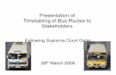 Presentation of Timetabling of Bus Routes to Stakeholders · Presentation of Timetabling of Bus Routes to ... How do we develop a timetable? ... 11:01-12:00 0 240 331 1.38