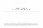 GRADE 8 MATHEMATICS - SolPass 8 Mathematics Formula Sheet Geometric Formulas Pi 3.14 22 7 A = bh1 2 b h A = bh b b h V = lwh S.A.= 2lw +2lh +2wh l h w V = r2h S.A.= rl + r2 1 3 h l