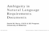 University of Waterloo Documents Requirements Natural ...dberry/HTML.documentation/AmbiguityTalk.pdf · Languages (FLs) 2007 Daniel M ... Ambiguity in NL Requirements Documents Pg.