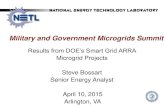 Military and Government Microgrids Summit Library/Research/Energy Efficiency... · Military and Government Microgrids Summit Results from DOE’s Smart Grid ARRA ... SGDP Project
