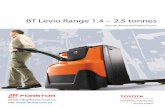 BT Levio Range 1.4 – 2.5 tonnesforstor.com.ua/images/catalog/bt-levio-broshure.pdfBT Levio Range 1.4 – 2.5 tonnes Electric Powered Pallet Trucks email: info@forstor.com.ua site: