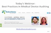 Today’s Webinar: Best Practices in Medical Device Auditing · Today’s Webinar: Best Practices in Medical Device Auditing ... Calibration of Measurement Devices ... Adjacent Link