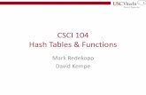 CSCI 104 Hash Tables & Functions - USC Viterbi | Ming ...ee.usc.edu/~redekopp/cs104/slides/L21_Hashing.pdf · 7 Hash Functions First Look • Define N = # of entries stored, M = Table/Array