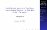 Good Schools Make Good Neighbors: Human Capital …jmparman.people.wm.edu/research-files/spillover-slides.pdfMake Good Neighbors: Human Capital Spillovers in Early 20th Century ...