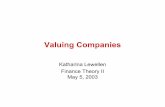 Katharina Lewellen Finance Theory II May 5, 2003 · Example – Liquidation Value (LV) 1) Liquidation value ... a simple measure to determine whether the business is ... (in annual