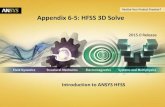 Appendix 6-5: HFSS 3D Solve Port Mesh on Coax Port Center Conductor Meshing 10 © 2015 ANSYS, Inc. April 16, 2015 Release 2015.0 Dependent Solve Setup • ...