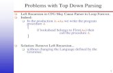 Problems with Top Down Parsing - Sharifsharif.edu/~sani/courses/compiler/l4.pdf · Problems with Top Down Parsing Left Recursion in CFG May Cause Parser to Loop Forever.