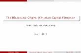 The Biocultural Origins of Human Capital Formation · The Biocultural Origins of Human Capital Formation Oded Galor and Marc Klemp July 4, 2015 Galor and Klemp Biocultural Origins