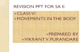 CLASS VI MOVEMENTS IN THE BODY PREPARED BY … MOVEMENTS IN THE BODY PREPARED BY VIKRANT V. PURANDARE. 1] ... Locomotion: • external movement from one place to ... and this zigzag
