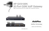 AP-GV3100N 32-Port GSM VoIP Gateway Technology AP-GV3100N 32-Port GSM VoIP Gateway Multimedia Conferencing, and more… Our Customer Application Video Audio Voice Data EMS OSD APOS