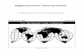 Magnesium From China and Russia. International Trade Commission Magnesium From China and Russia Investigations Nos. 731-TA-1071-1072 (Preliminary) Publication 3685 April 2004