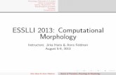 ESSLLI 2013: Computational Morphology - …hana/teaching/2013-esslli/2013...Phonology/Phonetics in 5 slides What is morphology Words, Morphemes, etc. Morphological processes Typology