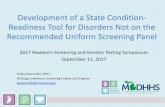 Development of a State Condition - Readiness Tool for ... · Development of a State Condition - Readiness Tool for Disorders Not on the Recommended Uniform Screening Panel ... New