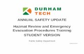 Hazmat Review and Emergency Evacuation Procedures Training …€¦ ·  · 2018-02-19Hazmat Review and Emergency Evacuation Procedures Training ... • Spill and Leak Procedures