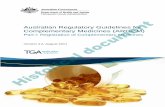 Australian Regulatory Guidelines for Complementary ... · Stability of the finished product 91 A1.1 General ... Regulatory Guidelines for Complementary Medicines, ... Australian Regulatory