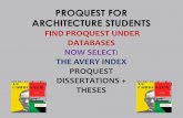PROQUEST FOR ARCHITECTURE STUDENTS · PROQUEST FOR ARCHITECTURE STUDENTS ... theory and history of design, ... including passive cooling, Citation Abstract œ] ...
