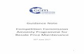 Guidance Note Competition Commission Amnesty Programme … · 1 Guidance Note Competition Commission Amnesty Programme for Resale Price Maintenance 05th June 2017