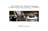 60-500 kV High Voltage full BD2 and bonding cables. Uo = 130 kV phase-to-ground voltage, U = 225 kV rated phase-to-phase voltage, Um = 245 kV highest permissible voltage of the grid