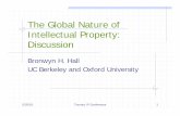 The Global Nature of Intellectual Property: Discussionbhhall/papers/BHH toronto501... ·  · 2001-05-25The Global Nature of Intellectual Property: Discussion ... The political economy