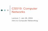 CS519: Computer Networks - Cornell University Computer Networks Lecture 1: Jan 26, 2004 Intro to Computer Networking CS519 Lets start at the beginning… |What is a network for? zTo