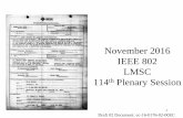 November 2016 IEEE 802 LMSC 114 Plenary Session · November 2016 IEEE 802 LMSC ... – attendee sign in sheet ... P802.1CS - Standard: Link-local Registration Protocol 4.