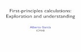 First-principles calculations: Exploration and … · Parameters can be ﬁtted to experiment Spring constant Basic idea: Vibrations around an equilibrium point