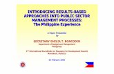 INTRODUCING RESULTS-BASED APPROACHES INTO … · INTRODUCING RESULTS-BASED APPROACHES INTO PUBLIC SECTOR MANAGEMENT PROCESSES: The Philippine Experience ... Incentive Structure