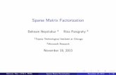 Sparse Matrix Factorization - University of Chicagottic.uchicago.edu/~bneyshabur/papers/SMF_slides.pdfUnsupervised Learning Behnam, Rina (TTI-C, MSR) Sparse Matrix Factorization November