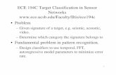 ECE 194C Target Classification in Sensor Networks  ... w x x x x x Minimize y b g x y K b y b i T i i SV T i i i i SV i i i + ...