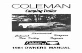 Coleman Camping Trailer 1981 Owner's Manual - …popupportal.com/manuals/Coleman/Coleman_1981.pdf · From the right side of the traiier. insert key into the ... Extend the table legs