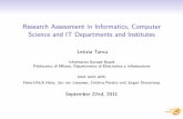 Research Assessment in Informatics, Computer Science … Conference/Tanca-Research... · Research Assessment in Informatics, Computer ... Informatics Europe and Department Evaluation