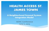 HEALTH ACCESS ST. JAMES TOWN - Association of …€¦ · Hub based approach - Rooted in the St James Town Community Corner Outreach for access - Mobile intake sites for enhanced